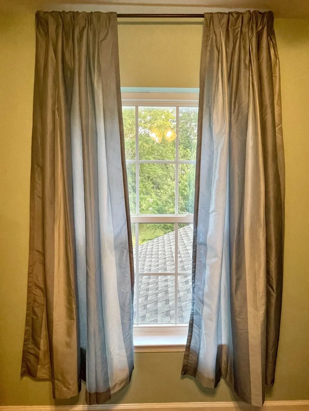 Springs Global Striped Curtain Panels – Set of 2 – Blue & White – Lined – 84”
